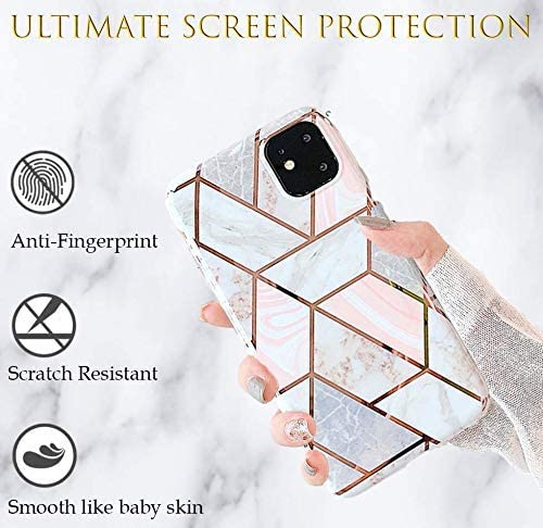 Coral geometric marble iPhone case with raised corner protection