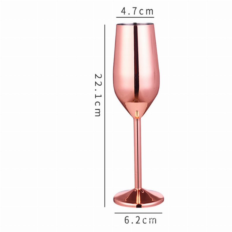 Rose metallic stem cocktail glass dimensions: 22.1 cm height, 6.2 cm base
