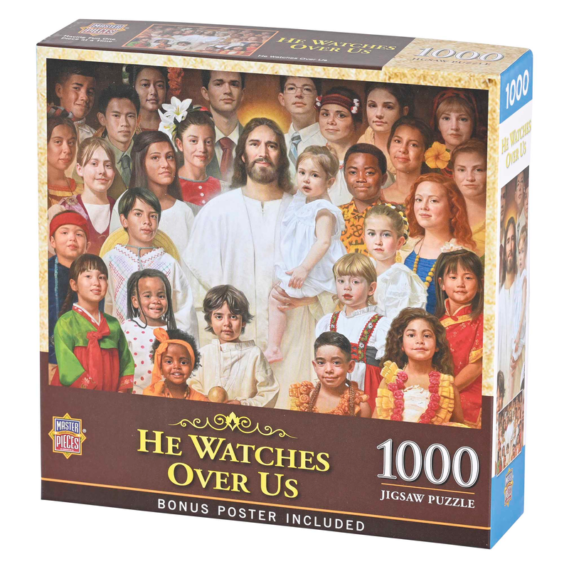 1000-piece jigsaw puzzle box featuring a group portrait image and bonus poster