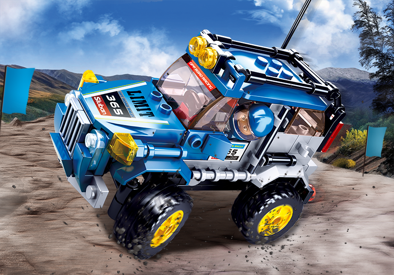 Car Club-Off-Road Building Brick Kit, Blue (146 Pcs) - Toys