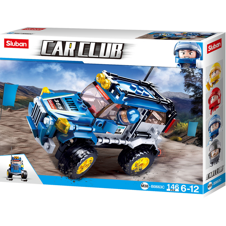 Car Club-Off-Road Building Brick Kit, Blue (146 Pcs) - Toys