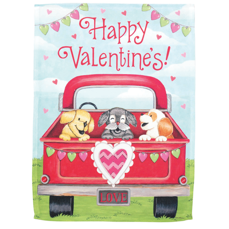 Flag Happy Valentine! Truck 13x18 - 1 - Home Decor