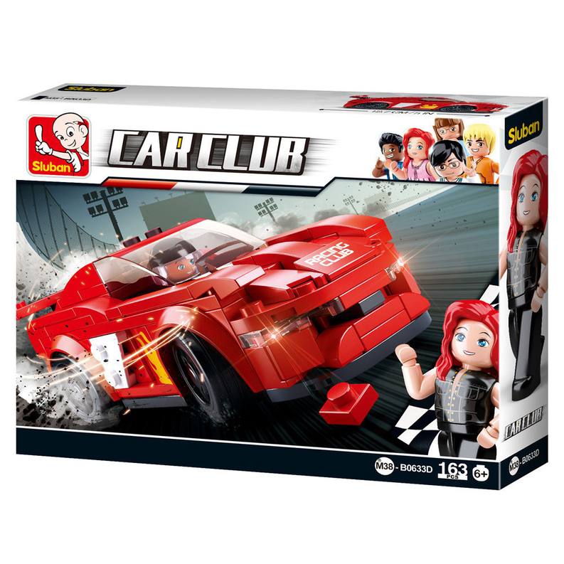 Car Club building kit box with red brick-built sports car and character artwork