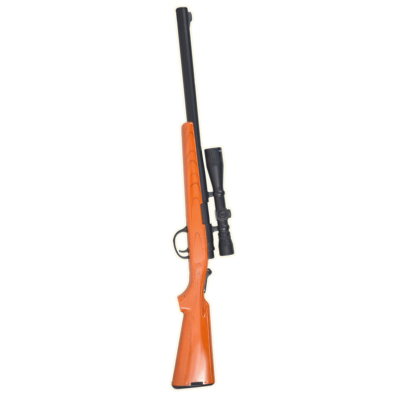 Orange bolt-action rifle BBQ lighter with black scope-like top and handle
