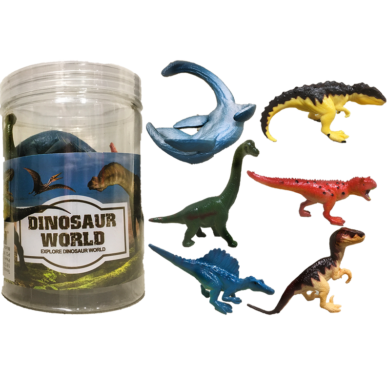 Dinosaur Assortment B, 3" Dinos in Clear Container 6pcs - Toys