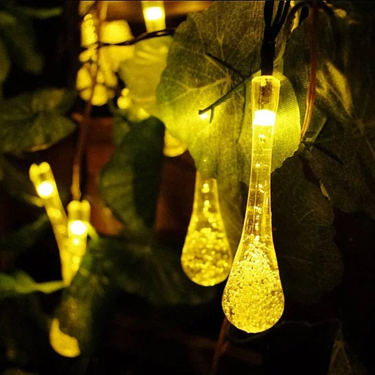 Dew Droplets 20 LED Solar Lights Falling Like Dew - Warm White / 1 - Lamps & Lights