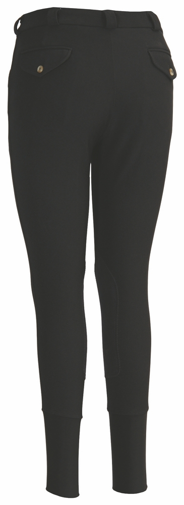 TuffRider men's black breeches with front button closure and belt loops