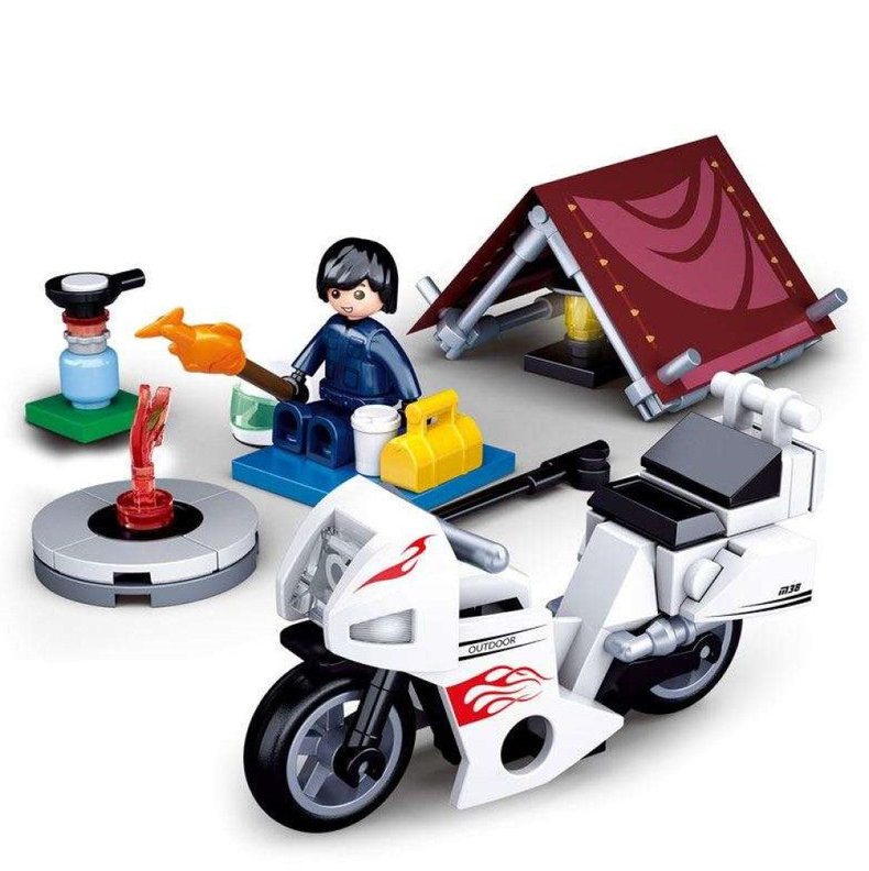 Camping Motorcycle Building Brick Kit (77 pcs) - 1 - Toys