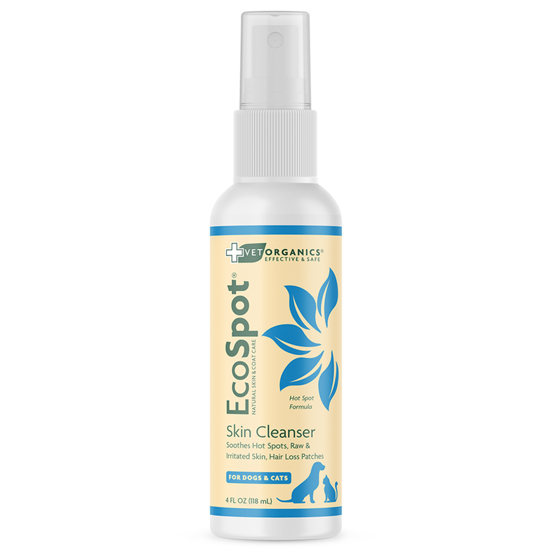 EcoSpot hot spot spray skin cleanser bottle, white spray cap, for dogs & cats