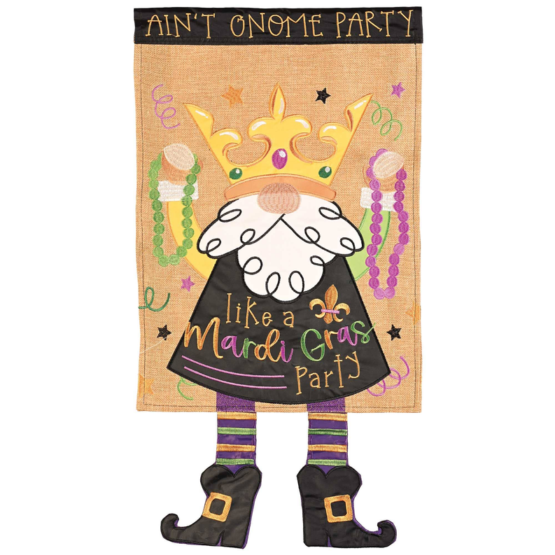 Crazy Leg Mardigras Garden Gnome Polyester - 1 - Home Decor