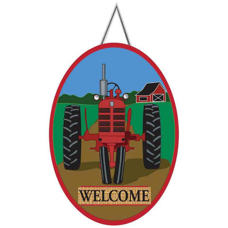 Door Banner, Burlap Tractor Welcome - red / 1 - Home Decor