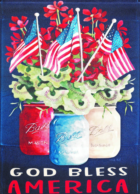 Flag God Bless America Jars - 1 / 13x18 - Home Decor