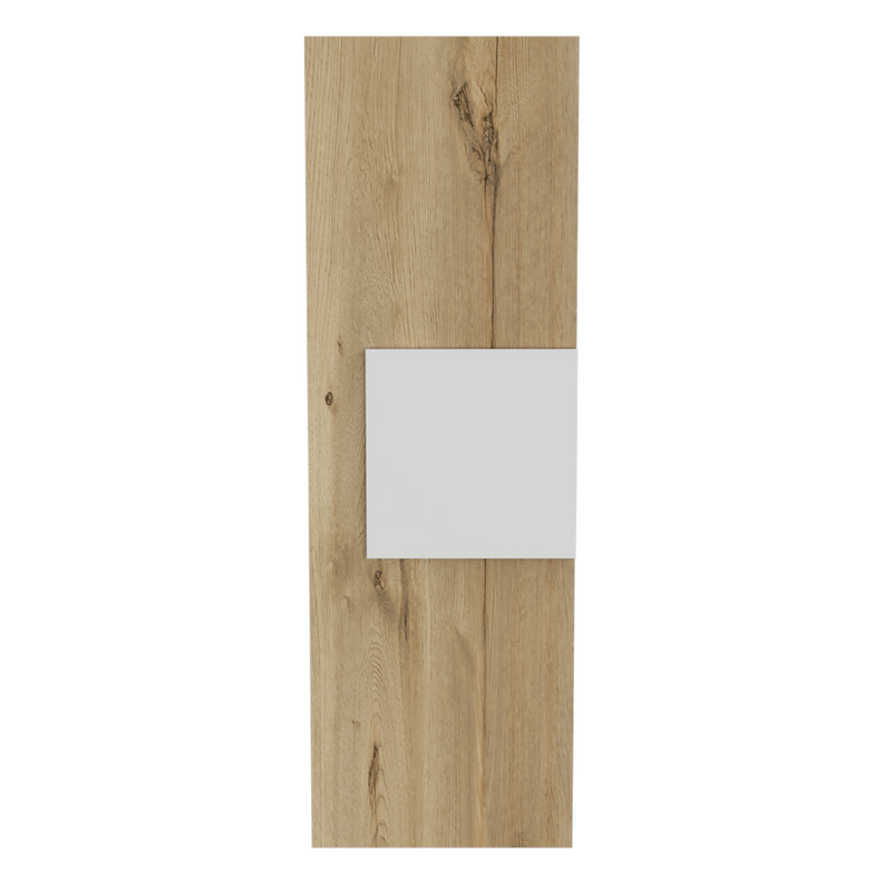 Light wood cabinet front with white square panel