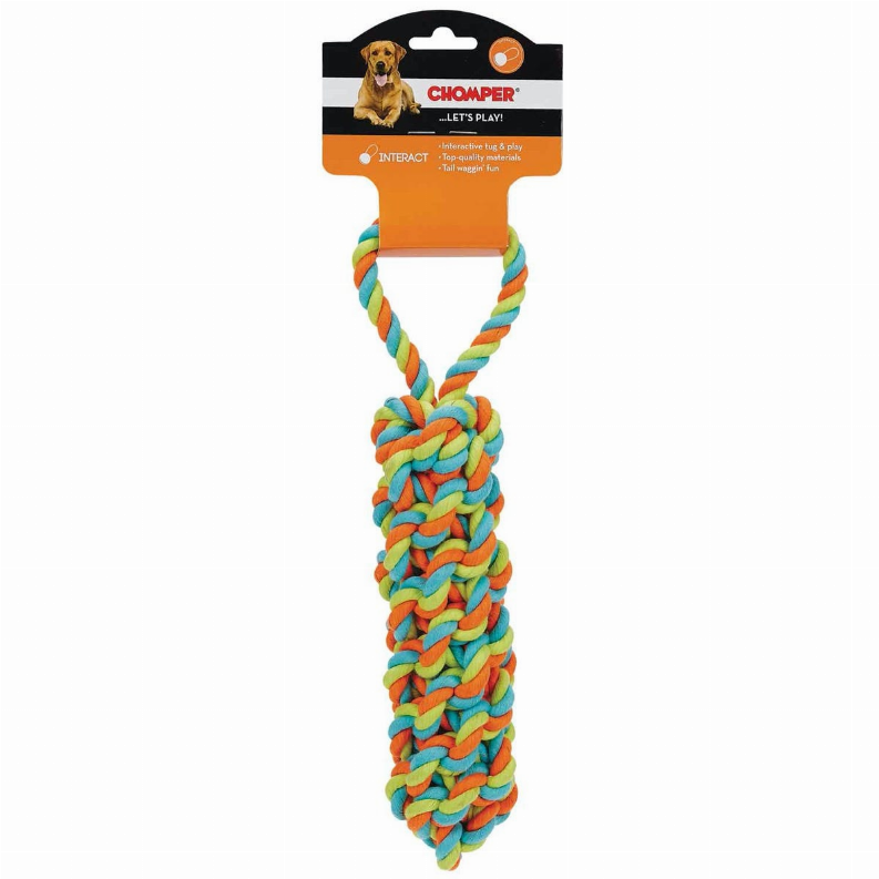 Woven rope monkey fist dog tug toy with multicolor braided rope