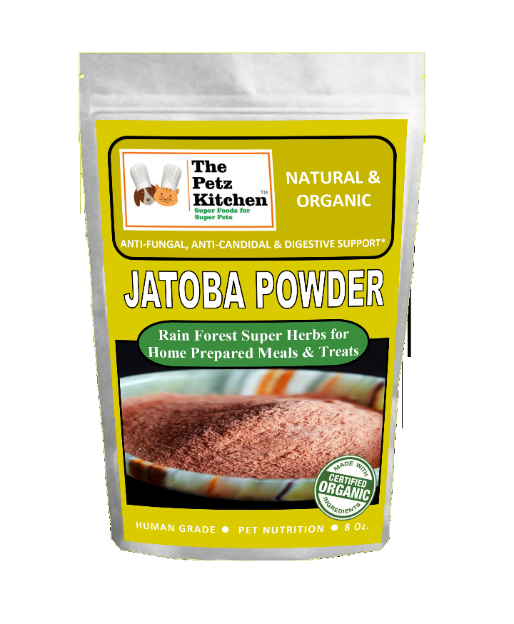 Jatoba Powder pouch with The Petz Kitchen branding, 8 oz, certified organic