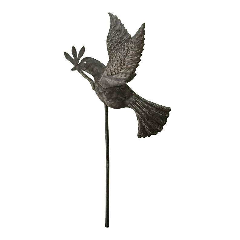 Dove with Stake - Recycled Steel / 1 - Home Decor