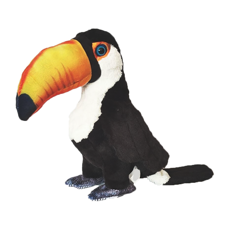 12-inch plush toucan stuffed animal with orange-yellow beak and blue eye