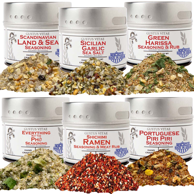 6-pack spice seasoning jars assortment with assorted rub blends