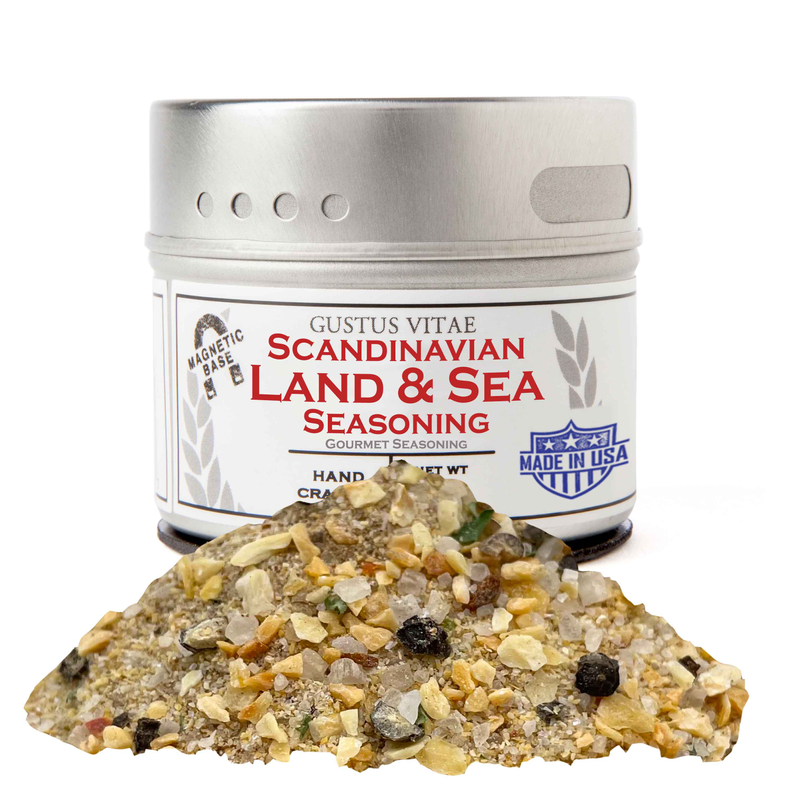 Scandinavian blend & sea seasoning jar with yellow herb and salt blend