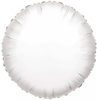 White round mylar foil balloon with metallic silver crimped edge