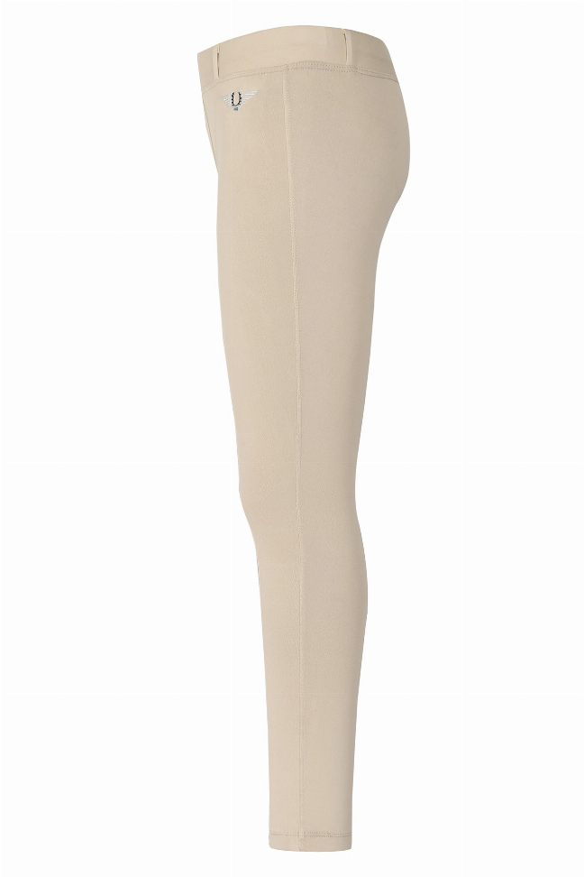 Children's riding tights with belt loops, sea sand, smooth leg fit with minimal seams
