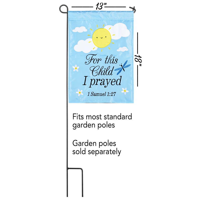 Blue garden flag, size 13 in; fits standard garden poles, poles sold separately