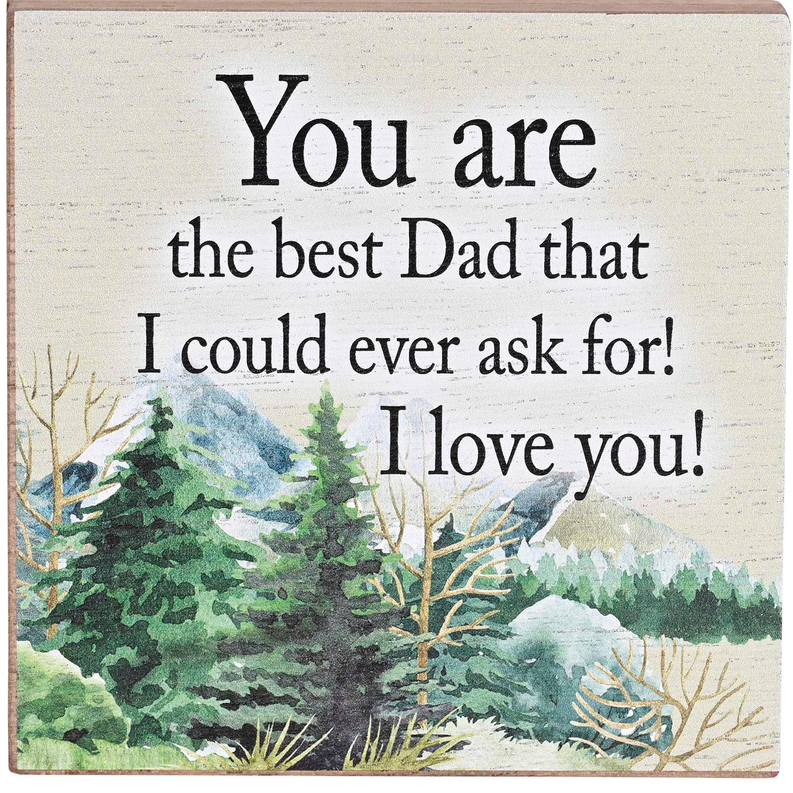 Wood keepsake box lid with watercolor landscape and text: “You are the best Dad”