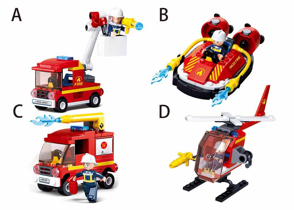 Fire Fighting 4-in-1 Building Brick Display Set - 1 - Toys