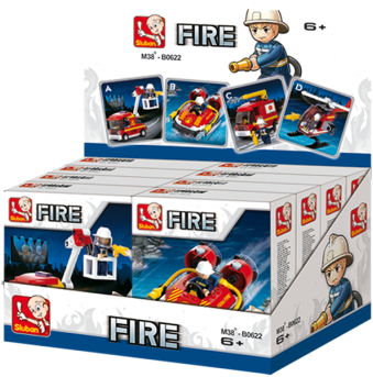 Fire Fighting 4-in-1 Building Brick Display Set - 1 - Toys