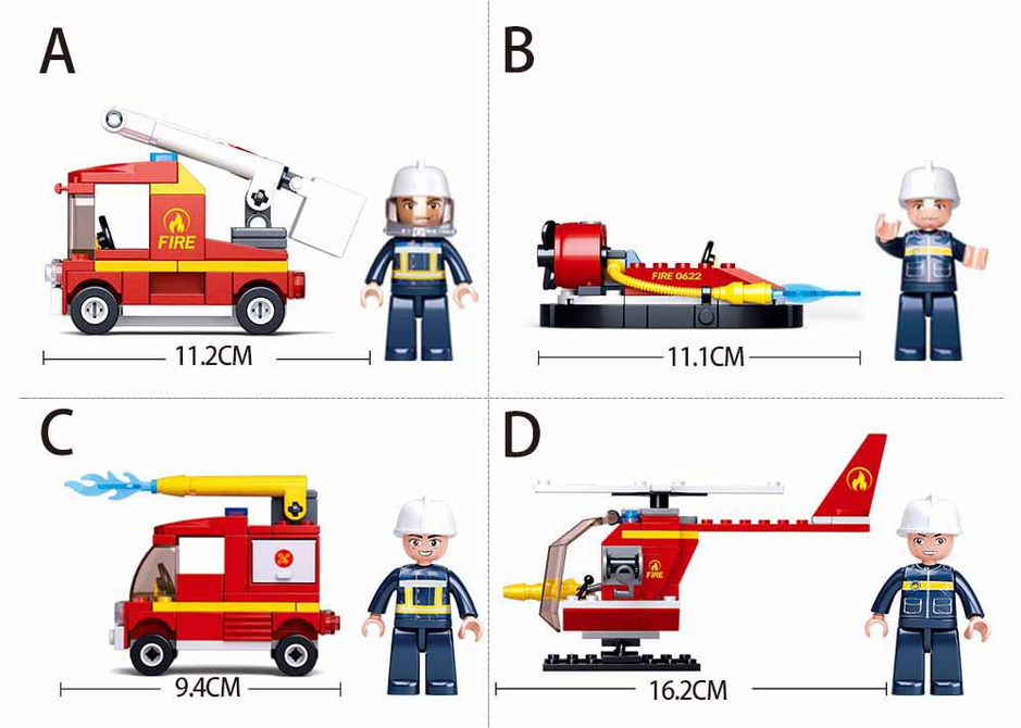 Fire Fighting 4-in-1 Building Brick Display Set - 1 - Toys