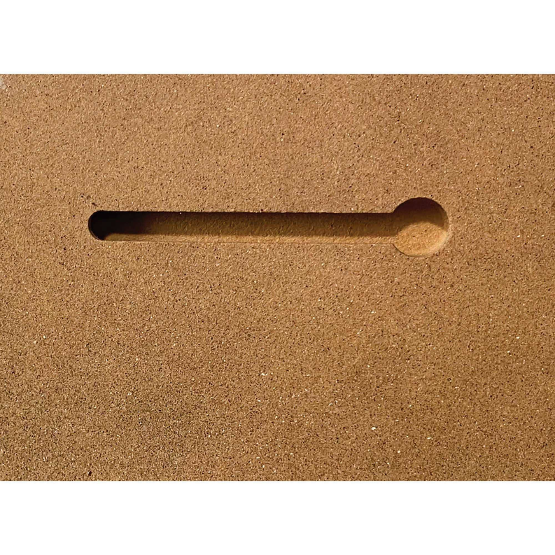Wall plaque backer with long top hanging slot and circular mounting hole
