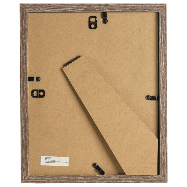Wood photo frame backing with metal clips and tilted cardboard backing insert