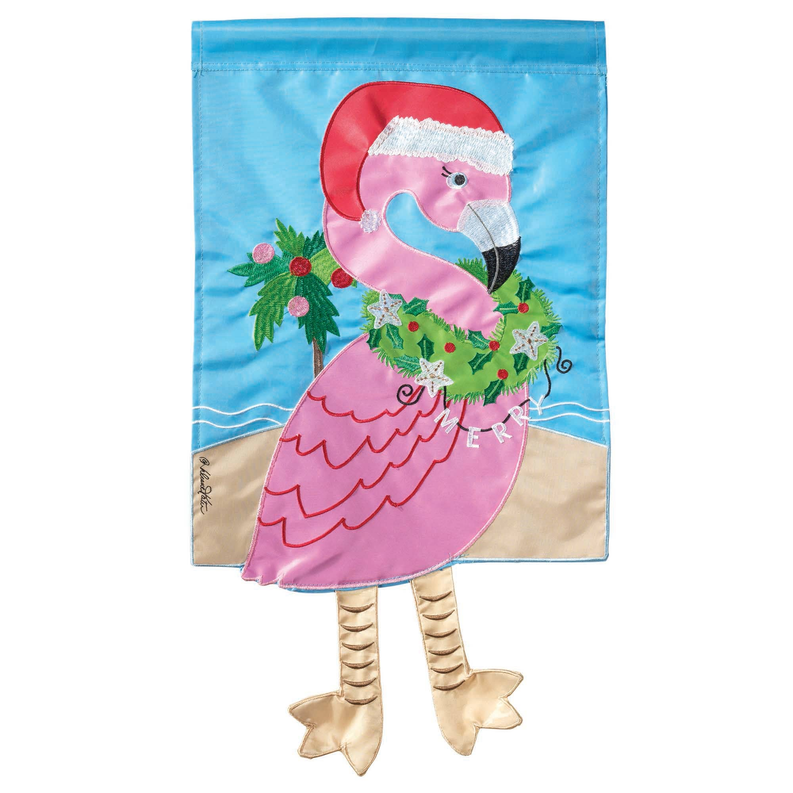 Christmas Flamingo Crazy Leg Flag - 1 - Home Decor