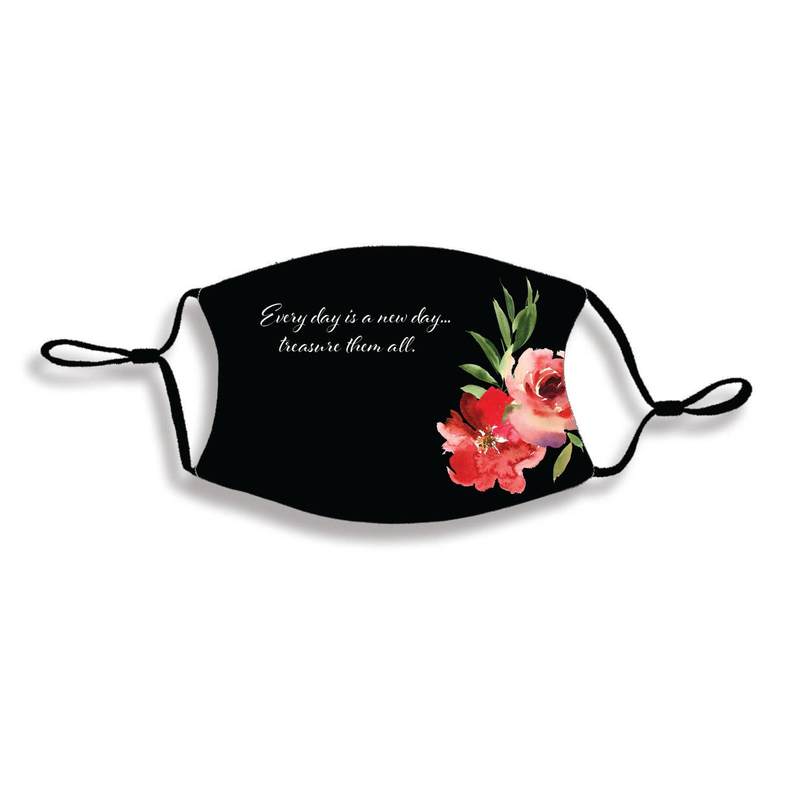 Every Day Is A New Day Treasure Them All Floral Mask - black / 1 - Apparel and Accessories