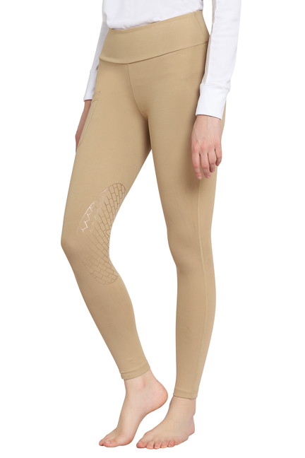 Tan/beige ladies bootie tights with thigh pocket and calf bootie pattern