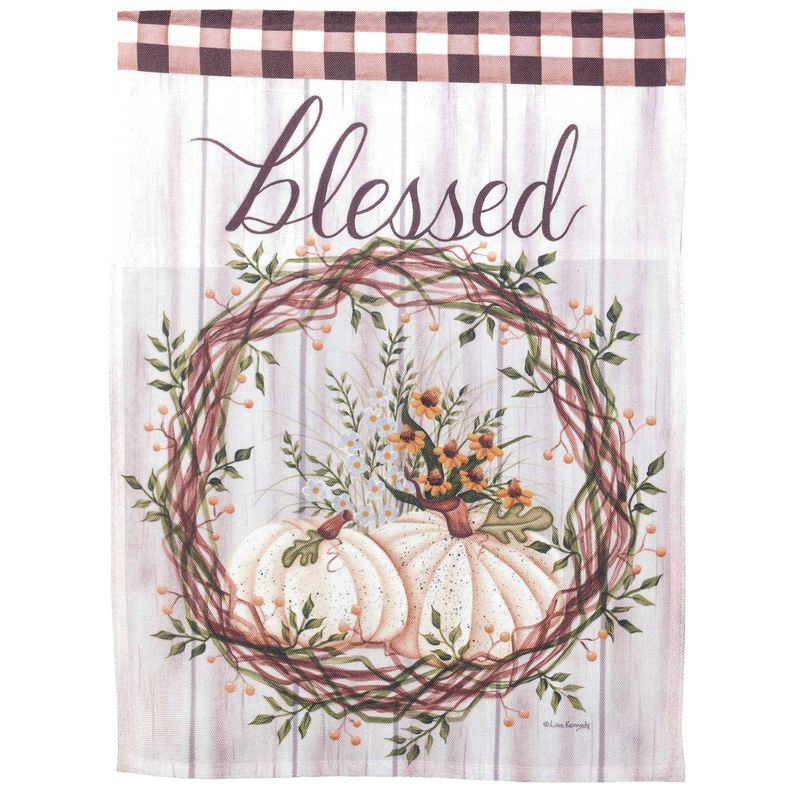 Blessed Pumpkin Wreath Flag Poly - 1 / large - Home Decor