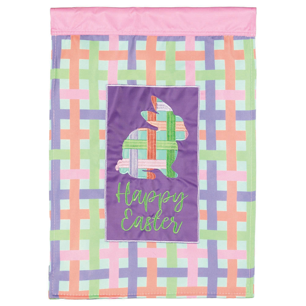 Happy Easter polyester hanging flag with bunny graphic and “Happy Easter” lettering