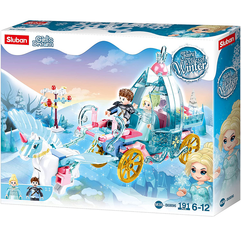 Girls' Dream winter carriage brick set box, 191-piece build with horse and characters