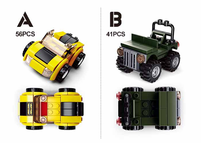 Builder Cars Building Brick Display Set, x2 of each kit - Toys