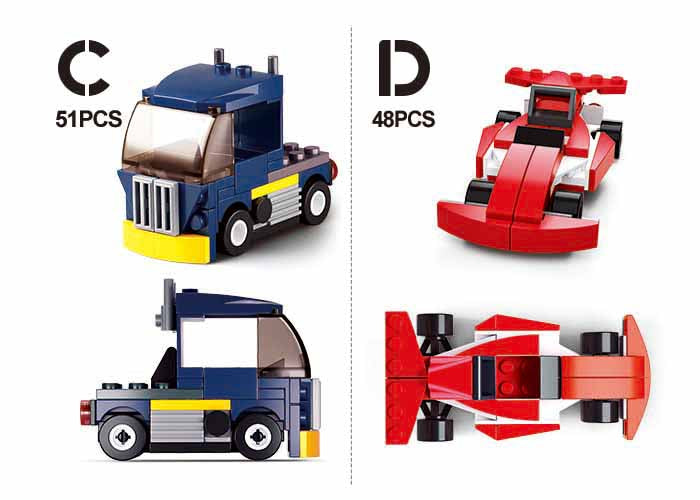 Builder Cars Building Brick Display Set, x2 of each kit - Toys
