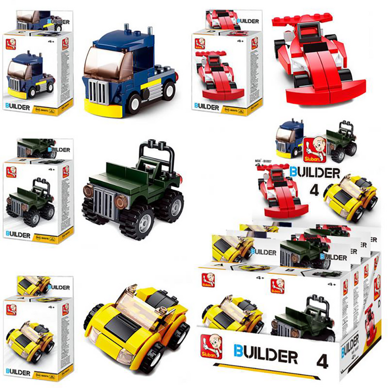 Builder Cars Building Brick Display Set, x2 of each kit - Toys