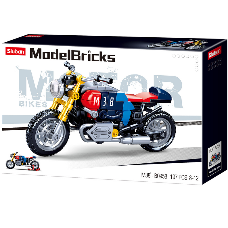Sluban ModelBricks motorcycle building brick kit box, M38, 197 pcs