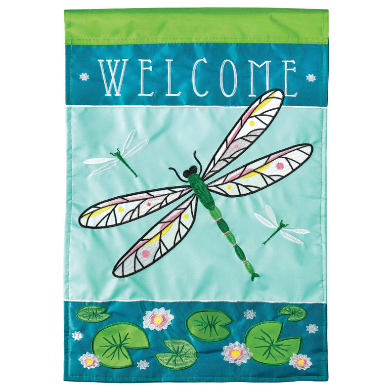 Dragonfly Welcome House Flag - Home Decor