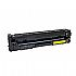 Yellow toner cartridge in black housing with label