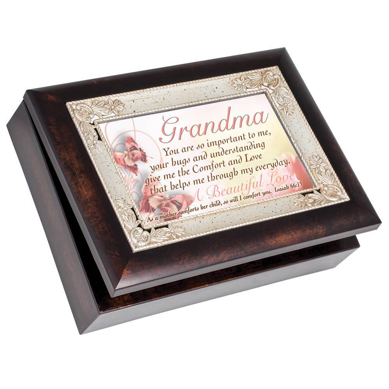 Decorative Grandma inspirational keepsake card in ornate frame with floral message