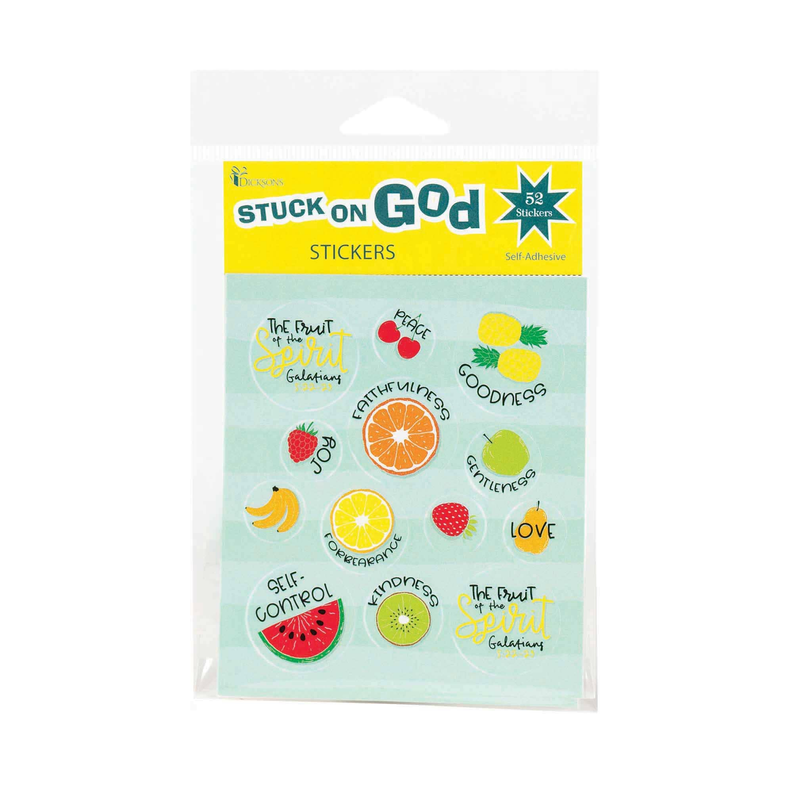 Stkr Fruit of the Spirit self-adhesive stickers pack, colorful fruit and faith symbols