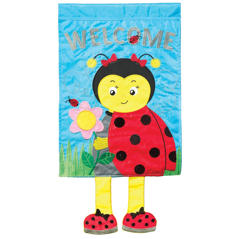 Crazy Leg Welcome Ladybug Polyester - 1 / 24in - Home Decor
