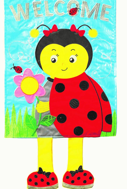 Crazy Leg Welcome Ladybug Polyester - 1 / 24in - Home Decor