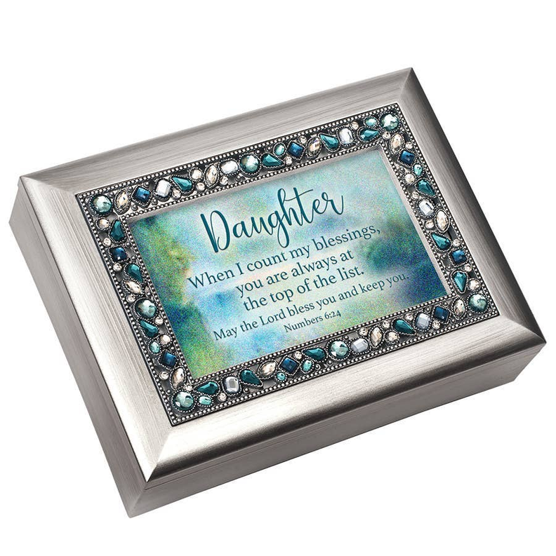 Daughter Silver Jeweled Music Box - 1 - Home Decor