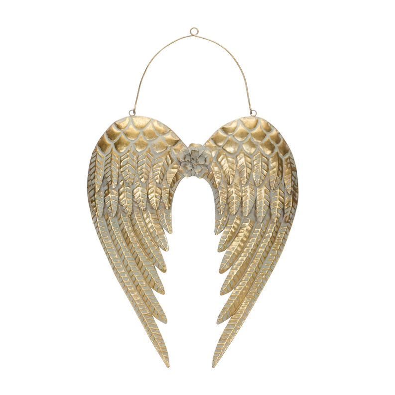 Brushed Metal Angel Wings Ornament - Christmas Décor
